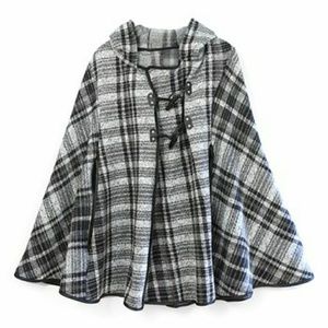 NWOT Black and White Plaid Cape